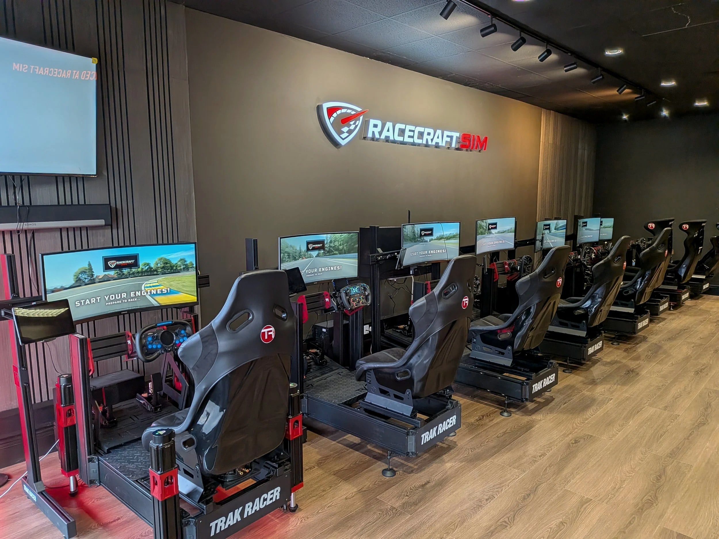 A row of identical rigid aluminium cockpits